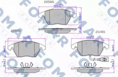 FOMAR FRICTION fo912981 -  Комплект тормозных колодок, дисковый тормоз